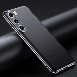 LANGSIDI Leather Phone Case for Samsung Galaxy S25 S24 Ultra S23 S22 Plus S21 Plating Shockproof 360 Full Protector Back Cover