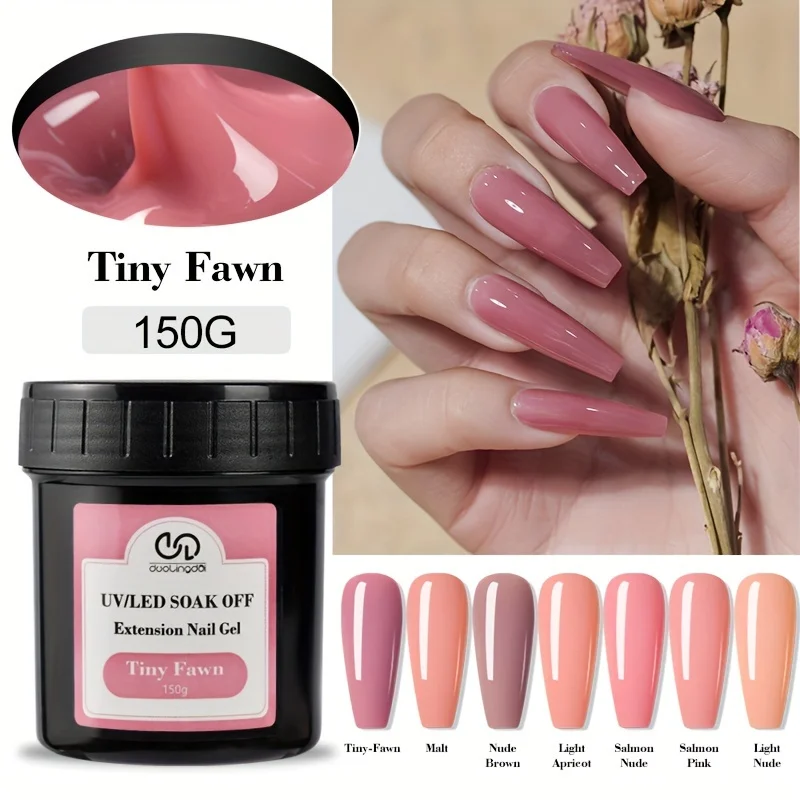 Gel de extensión de uñas acrílico de 150g, compatible UV/LED, sin olor, removible 3