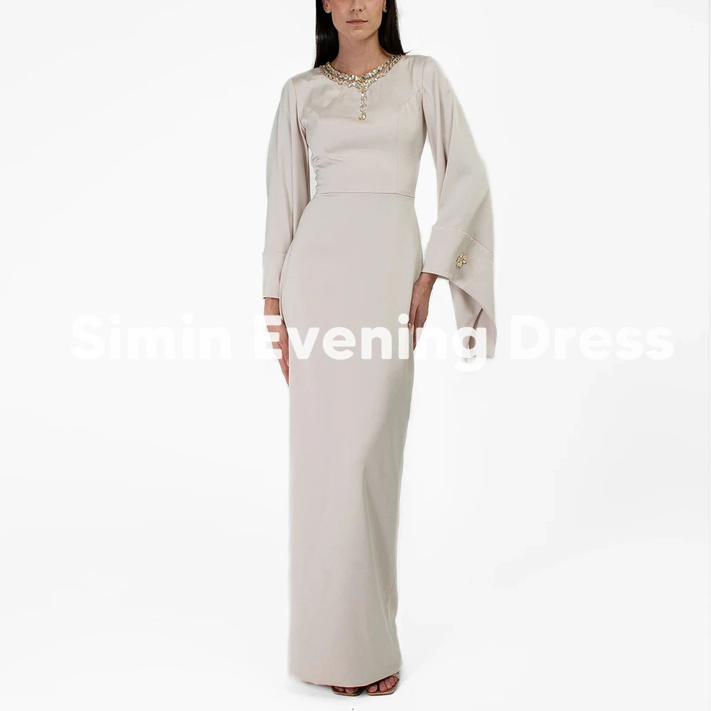 

Simin женские прямые роскошные вечерние платья в Саудовской Аравии с круглым вырезом и длинными рукавами длиной до пола, вечерние элегантные платья 2025