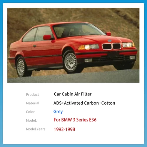 Imagen 2 del producto Filtro de aire de cabina de polen de coche, accesorio para BMW Serie 3 E36 1992 ~ 1998, carbón activado incorporado, 64119069895