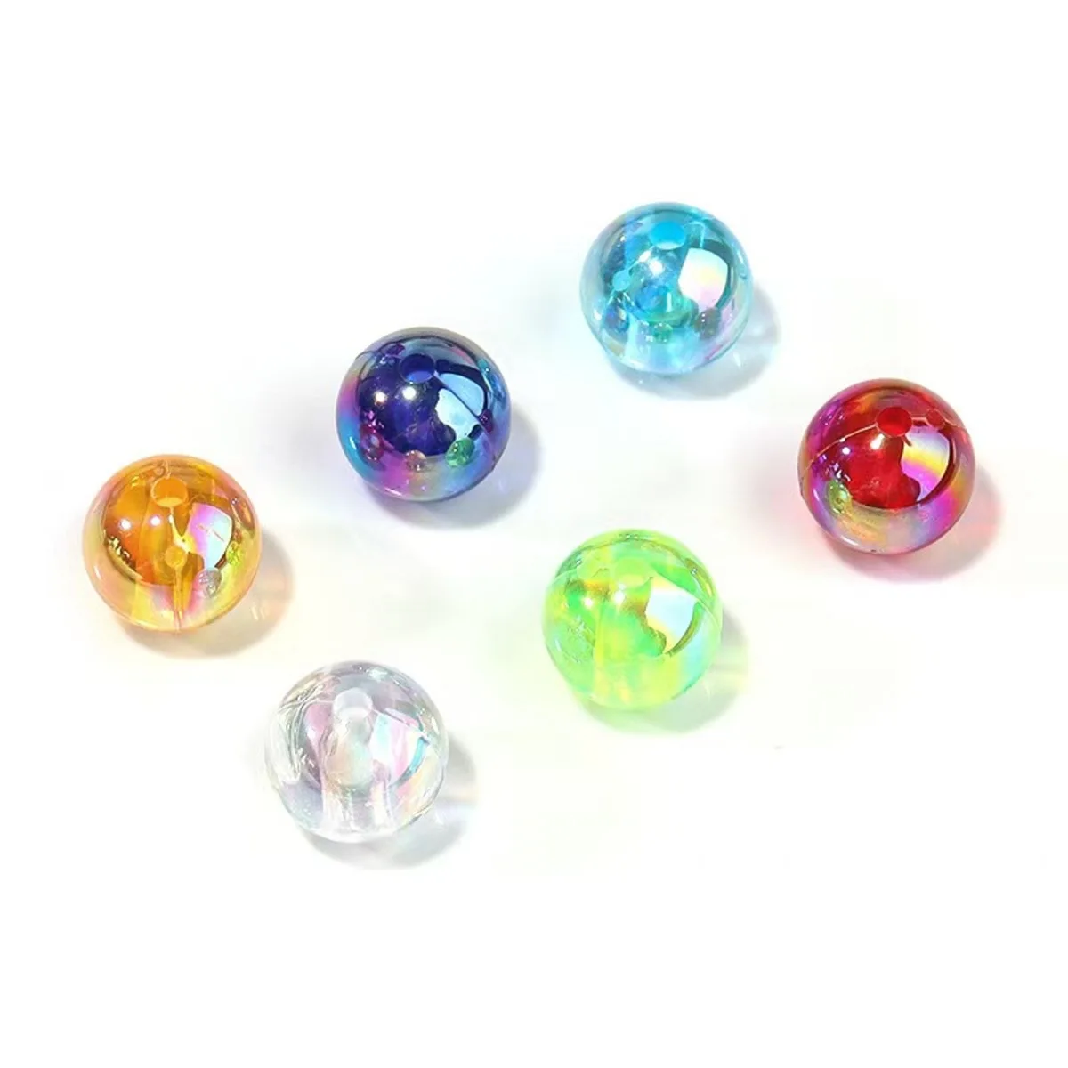 100 sztuk/partia mieszane kolory okrągłe AB koraliki dystansowe plastikowe luźne koraliki Handmade Making kobiety biżuteria Diy kolczyki akcesoria — zdjęcie 6