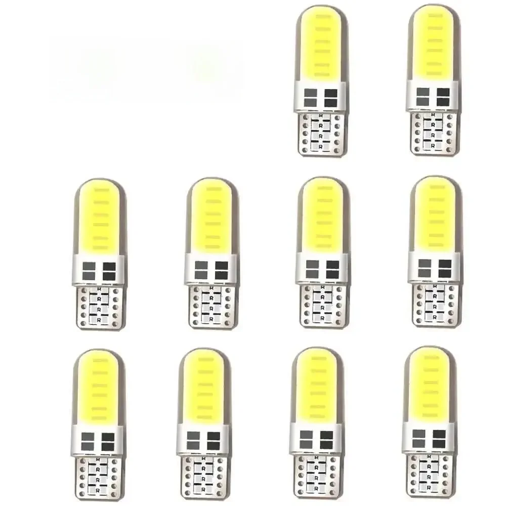 10 pièces Silicone Gel COB Auto LED voiture 12V T10 W5W cale côté Parking lecture ampoule Signal lampe dégagement porte lumière 12 puces SMD