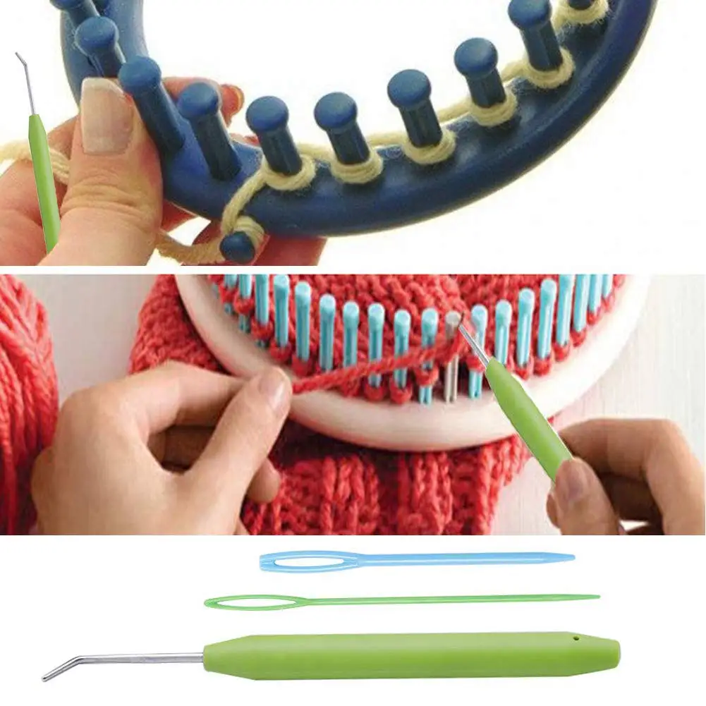 

8 Sets Knitting Loom Hooks, Crochet Hook Set with 2 Pieces Knitting Machine Needles and Knitting Machine for Knifty Knitters