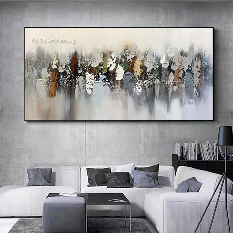 Abstract City Impression Painting Handmade Landscape Oil Painting Modern Urban Canvas Textured Wall Art Minimalist Living Decor