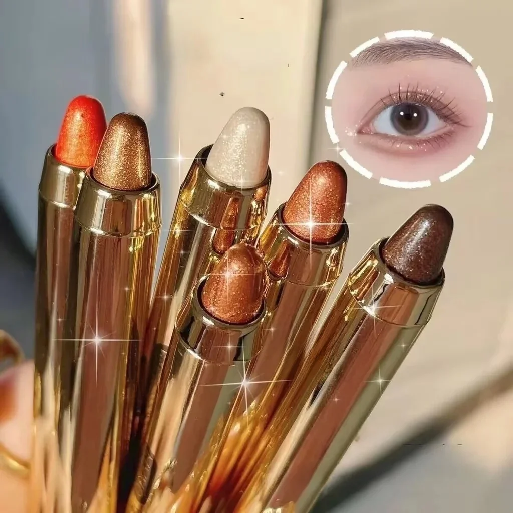 Crayon fard à paupières surligneur à double extrémité nacré, délicat, scintillant, éclaircissant, longue durée, sans taches