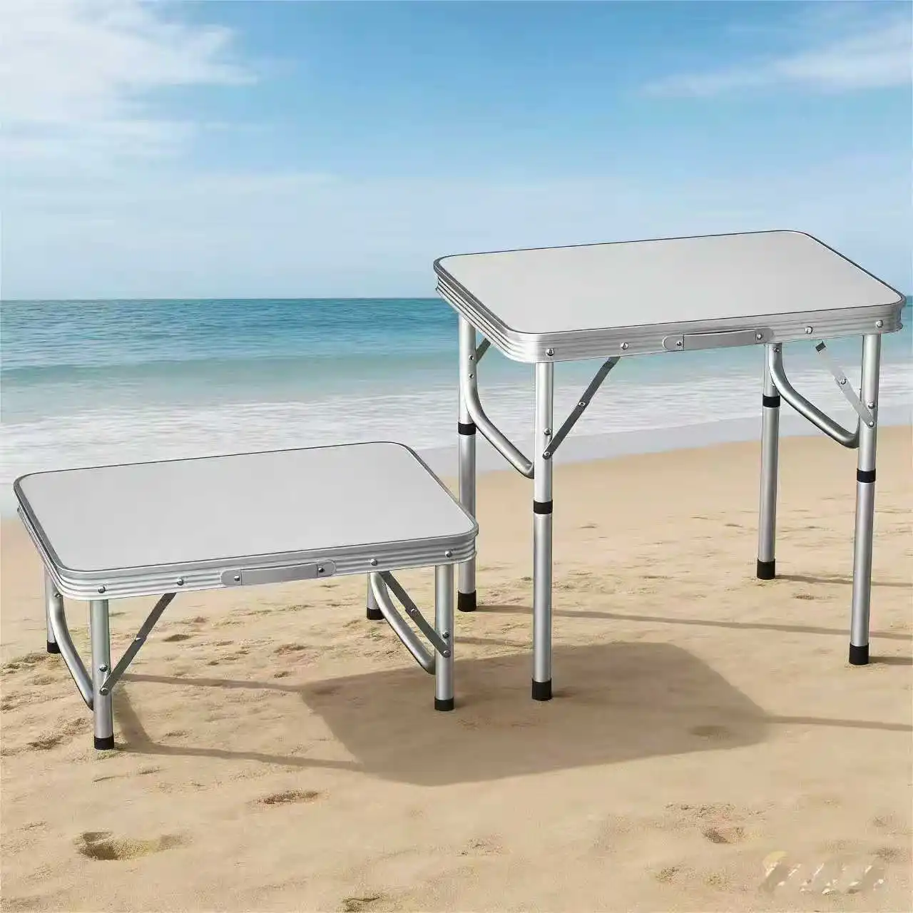Klappbarer Campingtisch Aluminium, höhenverstellbar 26-56cm, 45x60cm, leicht & stabil für Picknick Garten und Balkon