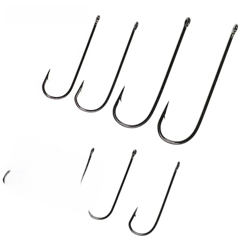 ICERIO 50 pièces Aberdeen hameçon à longue tige eau salée hameçons de pêche d'eau douce Sabiki plate-forme Streamer hameçon taille 10 4 2 2/0 3/0