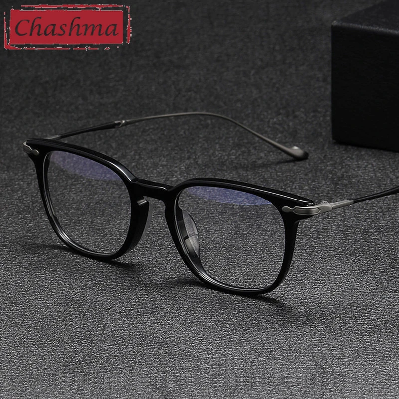Chashma Prescription Glasses Teens Fashion Eyeglasses Frames Men Acetate Pure Titanium Temples Eyewear Women Optical Spectacles