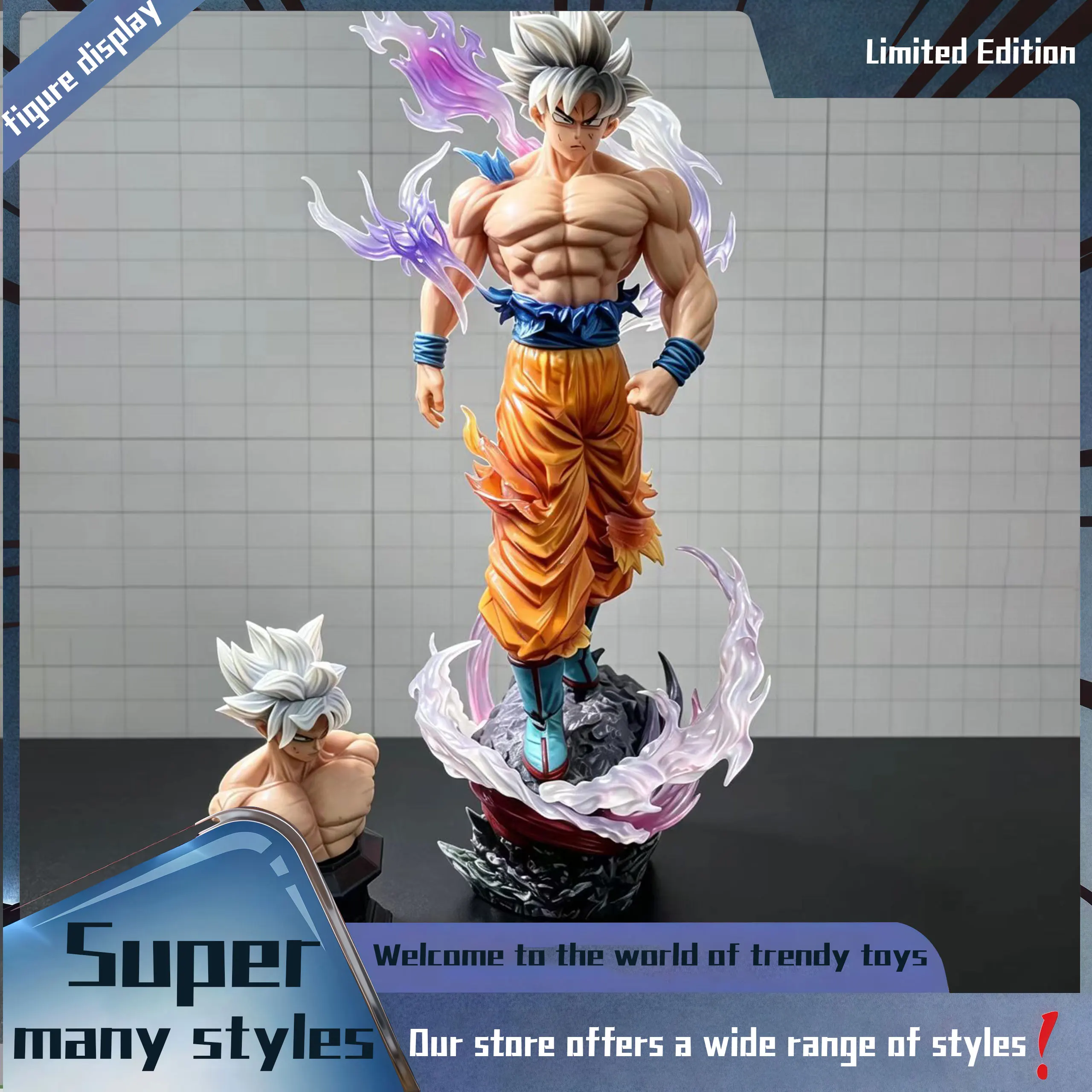 Figura de Goku Ultra Instinto, modelo para decorar mesas, regalo de cumpleaños, juguete de moda para decorar escenarios, decoración para el coche.