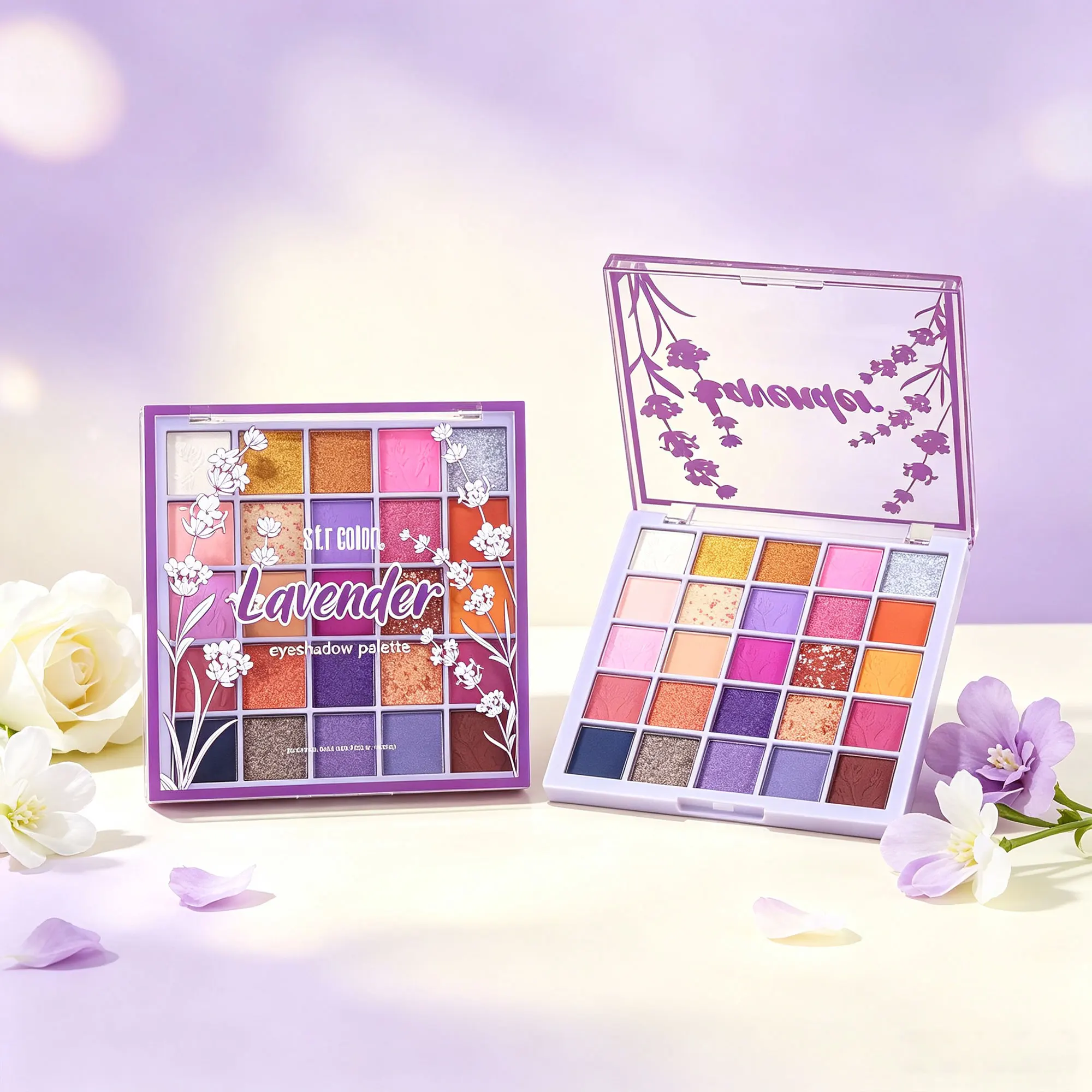 25 Shades Matte Shimmer Eyeshadow Palette, Warm Purple Neutral Tone Blendable Eye Shadow Powder, Highly Pigmented Glitter Eye Makeup Tray for Daily Party Cosmetics view 3