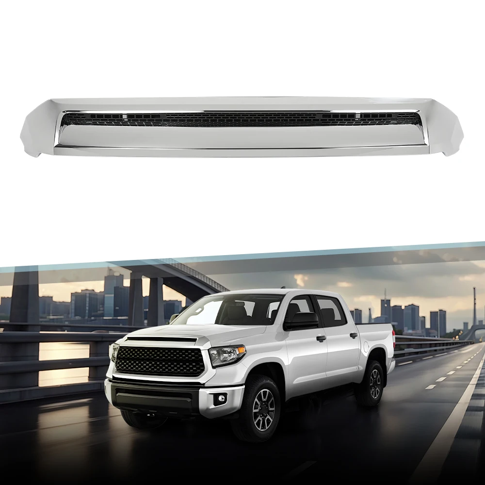

Silver Front Upper Hood Bulge Molding Grille Trim Fit for 2014-2021 Toyota Tundra Grille Trim Front Hood Bonnet Panel