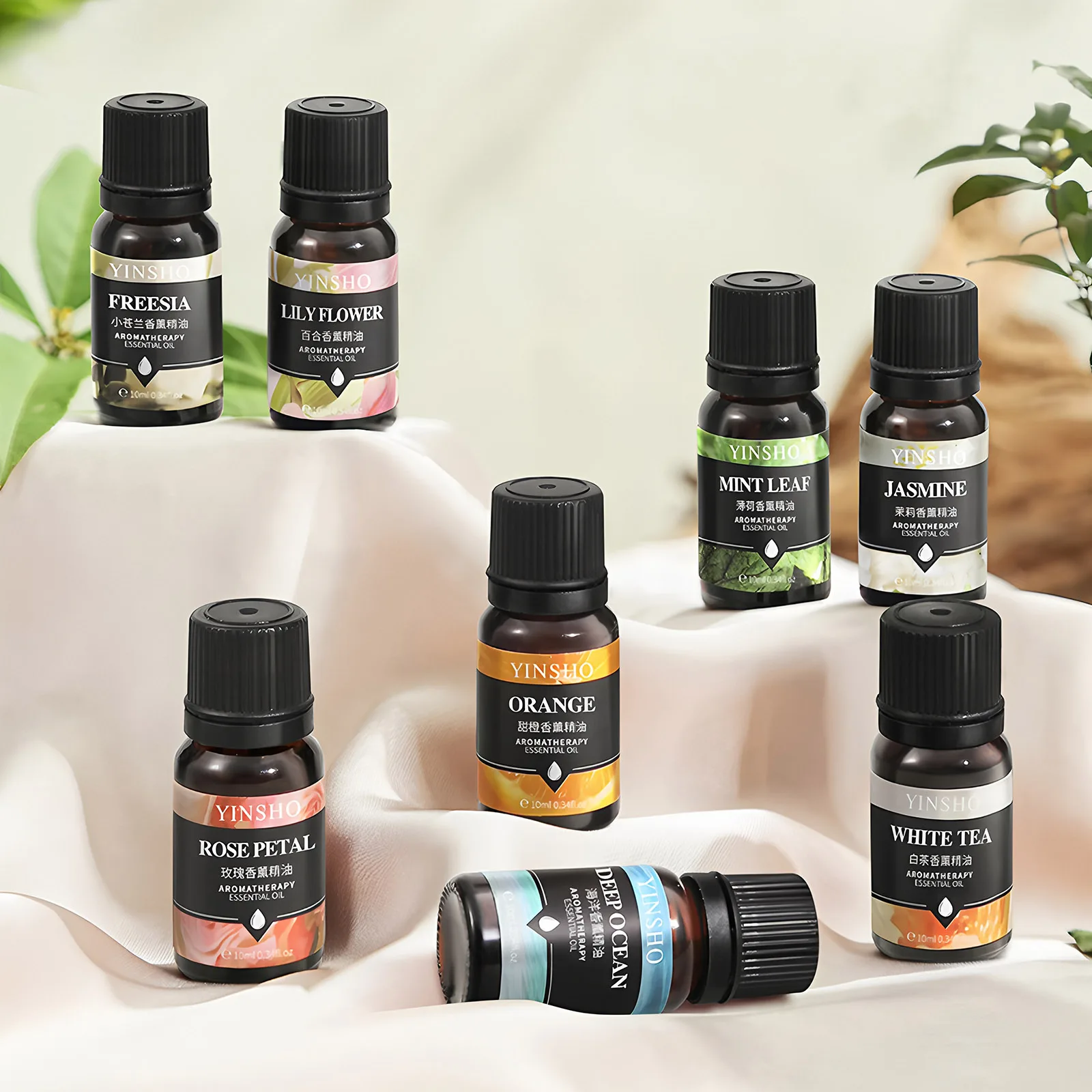 

Water-Soluble Aromatherapy Essential Oil Set of 8 Natural Scents for Humidifier Diffuser Fragrance Stone and Home Air Freshener