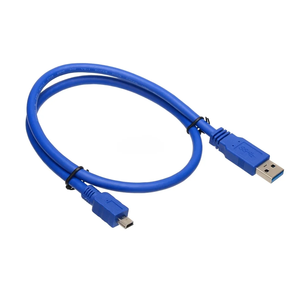 10pin Mini kabel USB 3.0 SuperSpeed USB 3. W wieku 0 niebieski kabel-typ A-męski na Mini B 10-Pin męski-1 metr (3 stopy)-okrągły niebieski — zdjęcie 2