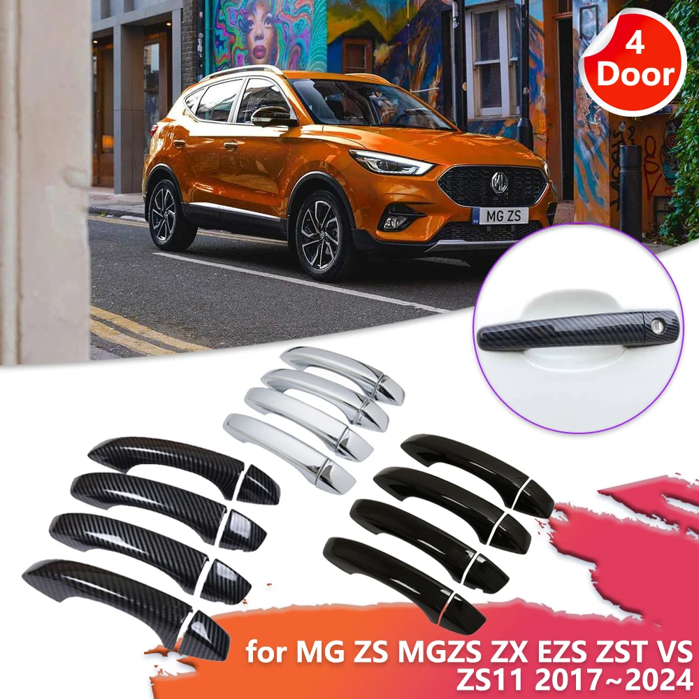

Крышка дверной ручки для MG ZS MGZS ZX EZS ZST VS ZS11 2017 ~ 2024 2018 2019 2020 2021 2022 2023 углеродное волокно черная хромированная наклейка отделка царапины Декор Аксессуары