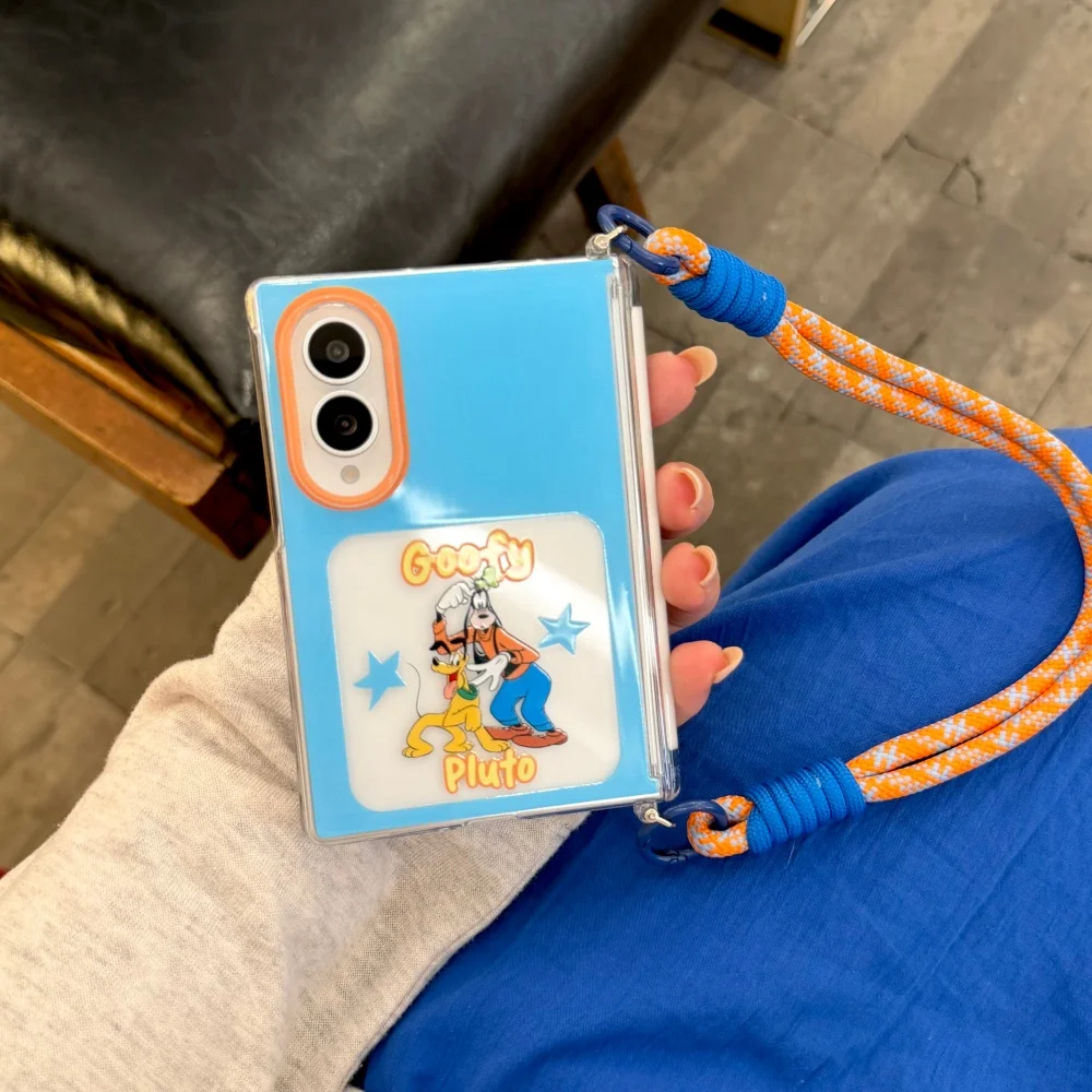 Korean Ins Cute Cartoon Character Print Mobile Phone Case For Samsung Galaxy Z Fold 8 fold 8 Cover Fashion Folding Anti‑Fall Set