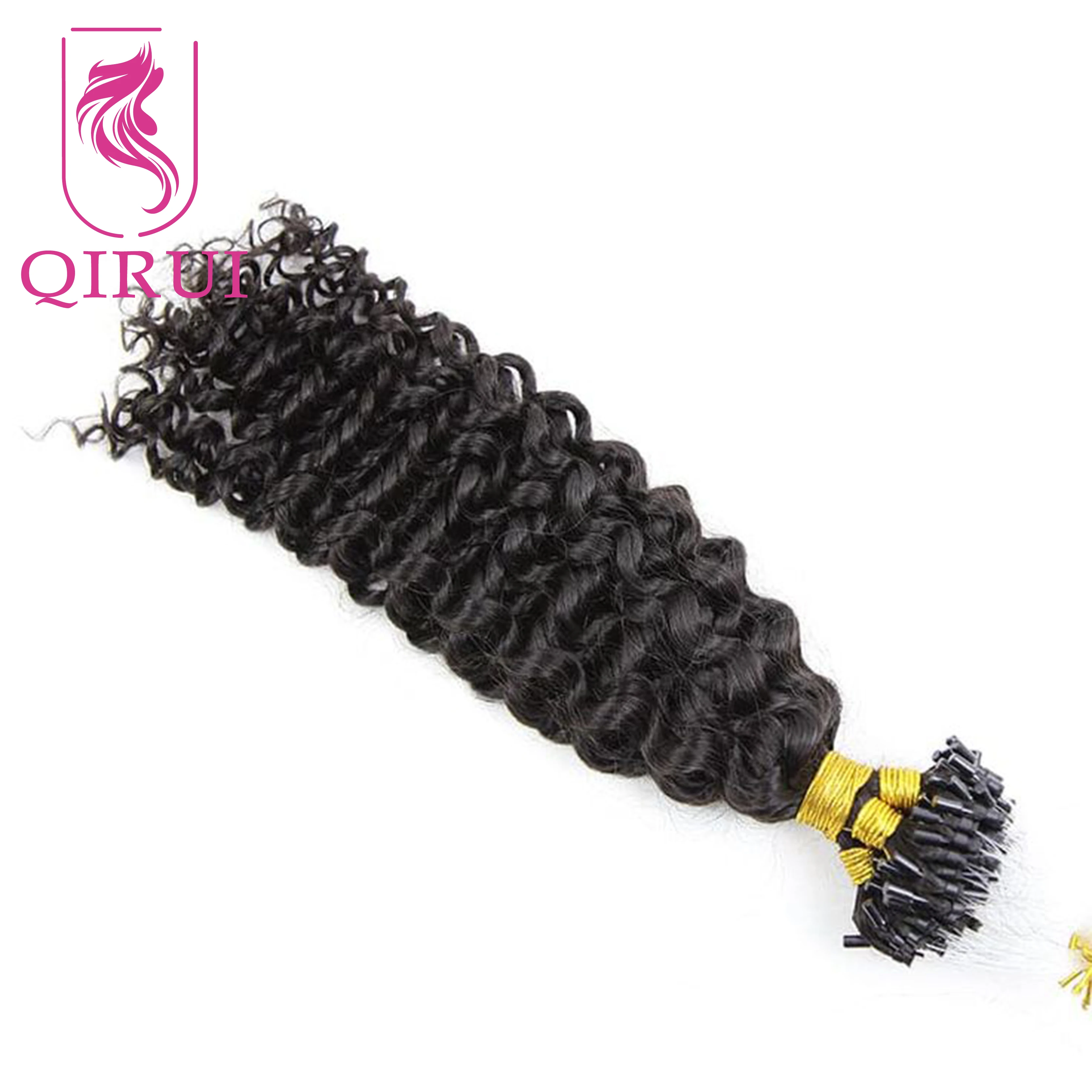 Water Wave Micro Links Extensions Human Hair Brazilian Micro Loops Hair Extensions Voor Zwarte Vrouwen Micro Ringen Haar