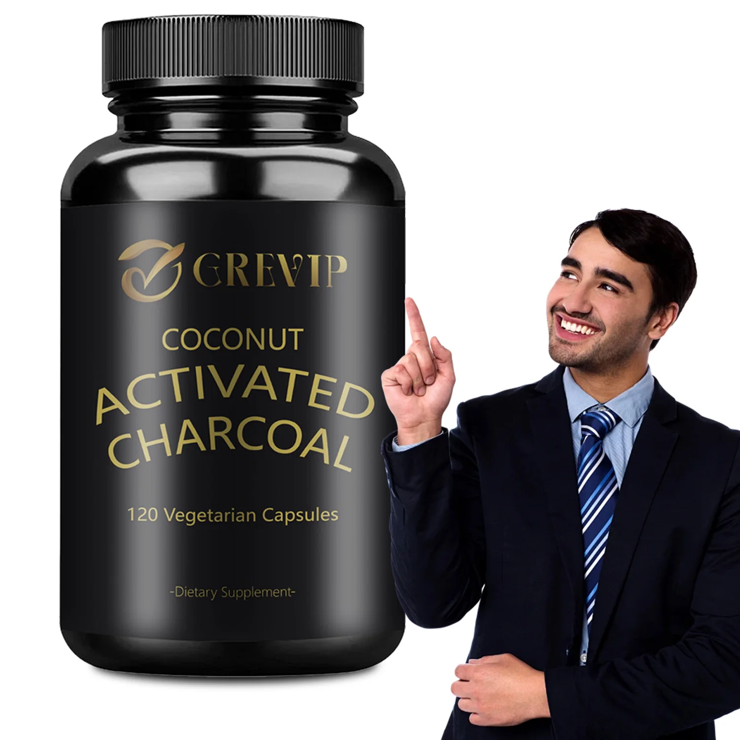 Activated Coconut Charcoal Supplement - Promote Intestinal Detoxification, Relieve Gas & Bloating - 120 Capsules