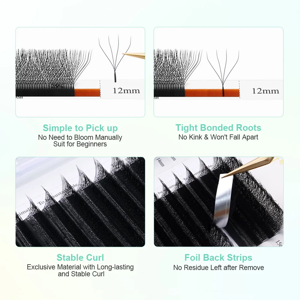 NAGARAKU 8640 Fächer 3D/4D/5D W-Form 54 Reihen Natürliche Weiche Leichte Handgewebte Fächer Automatische Blumen-Wimpernverlängerungen – Detail 13