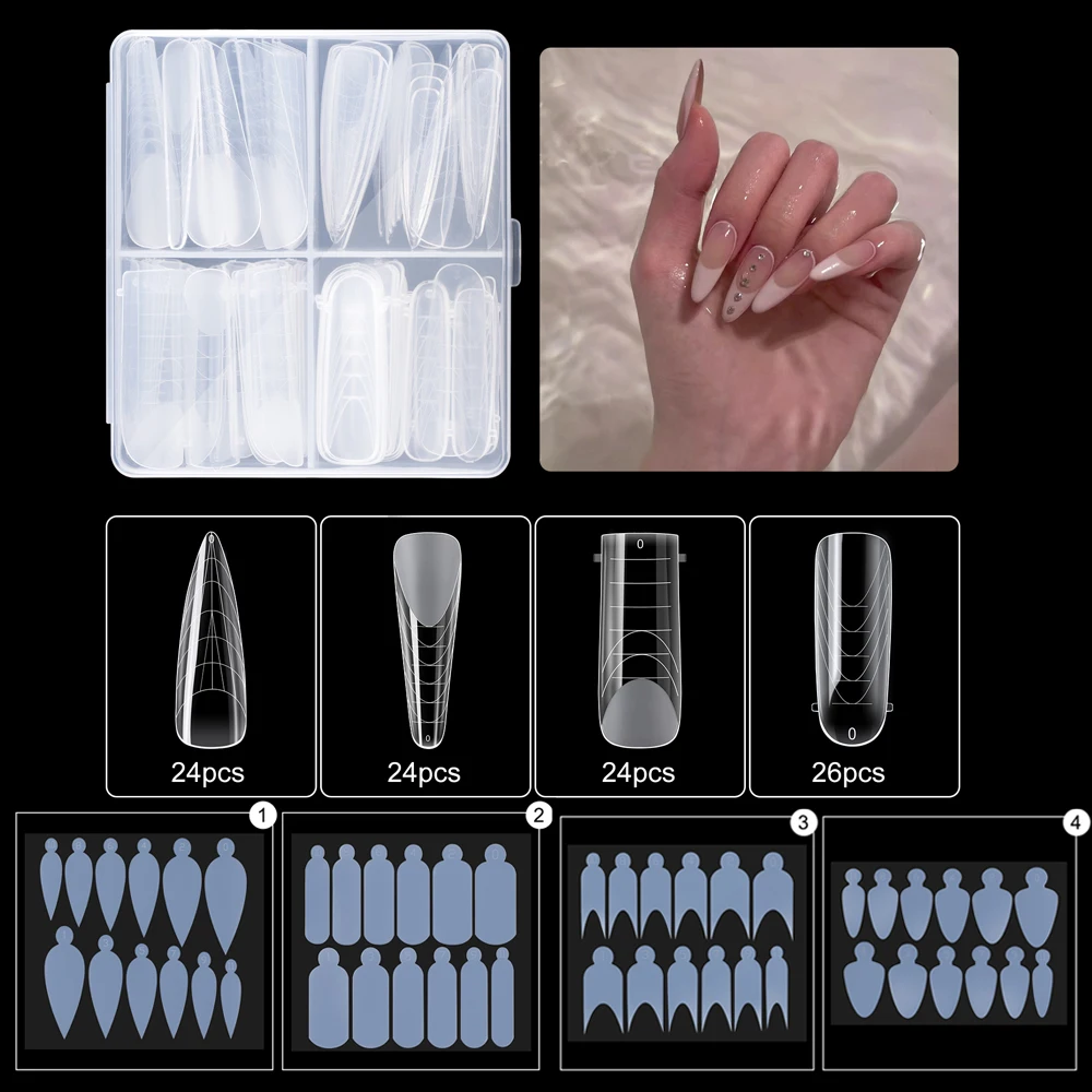 

TP 108/120/168pcs Duet System Dual Forms Set French Line Nail Sticker For Poly Nails Gel Quick Extension Building Mold Top Form