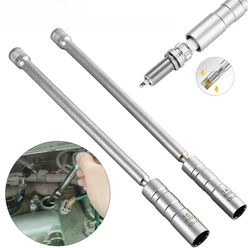 Magnetyczny adapter klucza nasadowego do świec zapłonowych Obrotowy długi przedłużacz Zainstaluj Wymień zestaw naprawczy Moment obrotowy Usuń narzędzie do usuwania szczeliny — zdjęcie 2