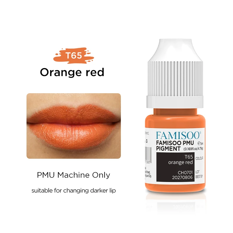 5ml Lip Tattoo Ink Orange Permanent Microblading Paint Ink Pigment Half Makeup Eyebrows Lip Dye Consumables Tattoo Supplies