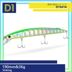 D1-señuelo de pesca de 19CM para mar, cebo Artificial duro Wobblers de hundimiento, piscardo de tirón largo para atún de lubina Barracuda, 37G
