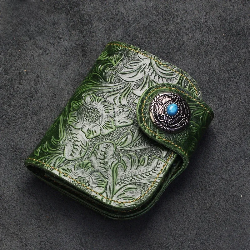 Vintage męskie portfel ręcznie robione z prawdziwej skóry męskie etui na karty kredytowe monety etui z zamkiem błyskawicznym portfel — zdjęcie 2