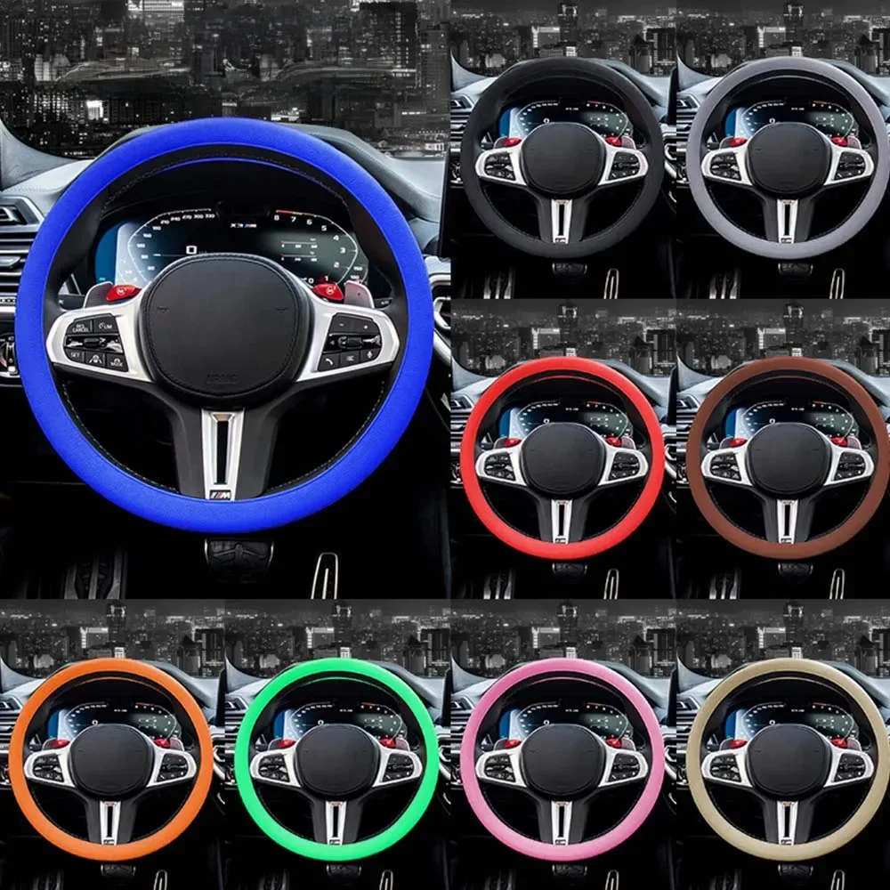 Universal Car Silicone Steering Wheel Cover Elastic Non-Slip Soft Multi Color Auto Decoration Internal Covers Accessories