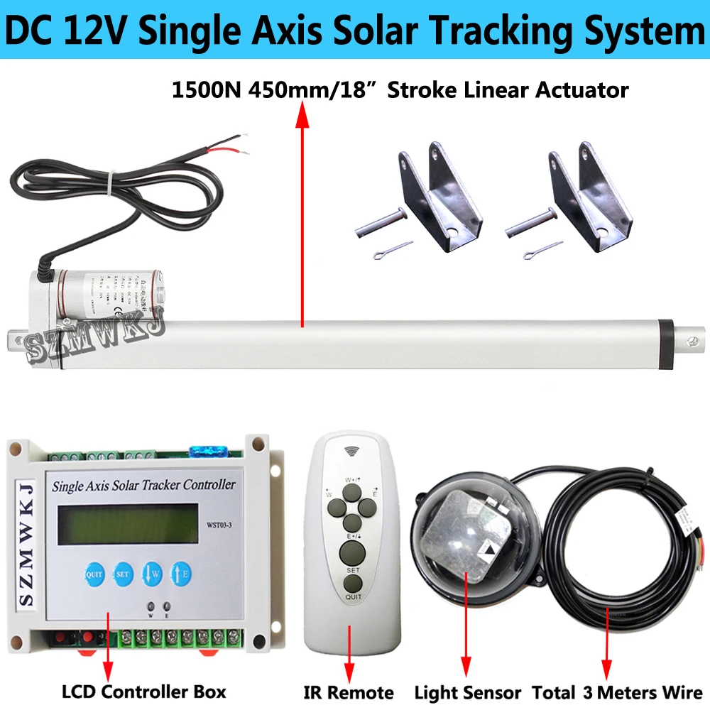 LCD Sunlight Track Single Axis Solar Tracker W/ 1500N 18\