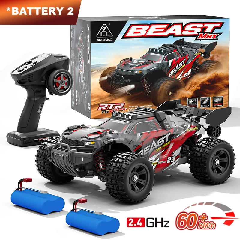 ZNLYRION Ferngesteuertes Auto SG118MAX PRO 4WD RC-Auto 1:16 Bürstenlos 80KM/H Hochgeschwindigkeits-Offroad-Monstertruck 2,4GHz mit LED-Licht für Kinder und Erwachsene