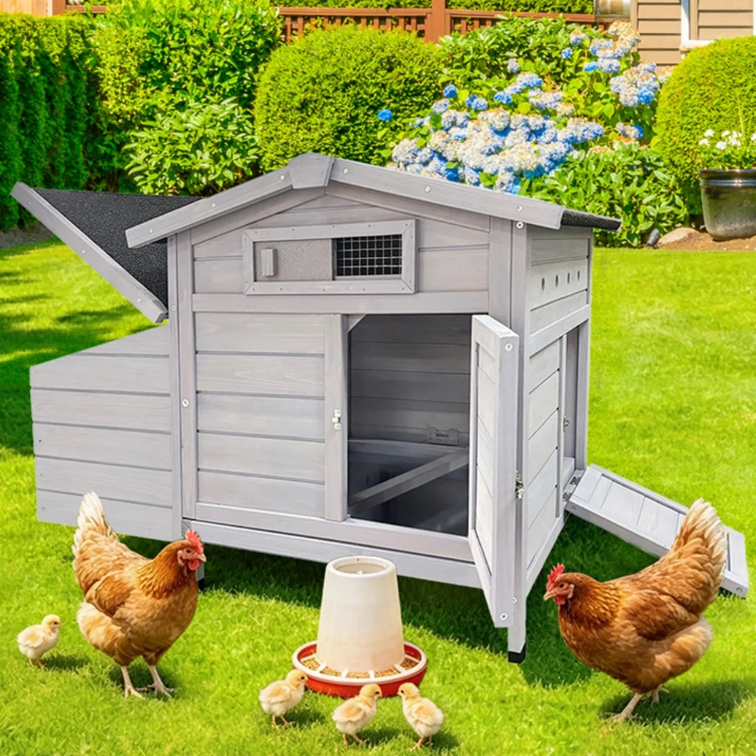 104x60x71.5cm Kippenhok, Houten Nestconstructie Beschermt Kippen tegen Roofdieren, Verbetert het Nestontwerp, Gemakkelijk te Reinigen