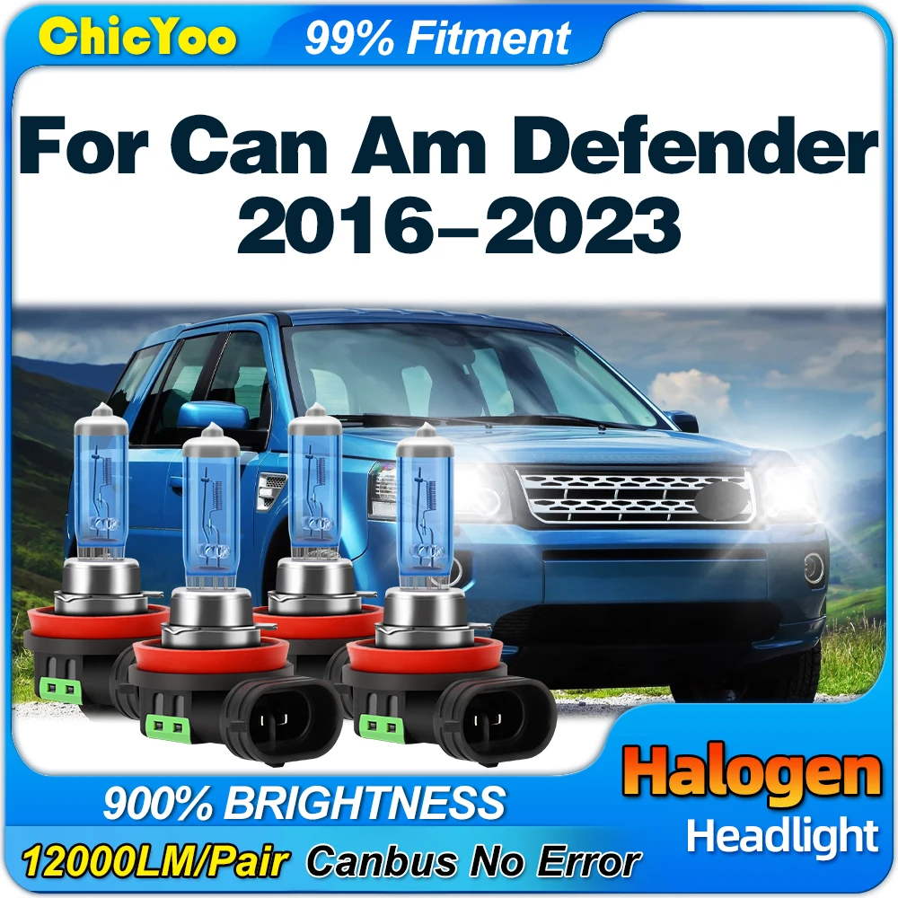 

200W Halogen Headlights Bulbs 24000LM Super Bright Car Lights 12V For Can Am Defender 2016 2017 2018 2019 2020 2021 2022 2023