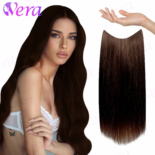 Wire Extensions 26 Inch Dark Brown Wire Hair Extension Long Hair Piece Dark Hair Clip In Extensions Real Human Hair Wire Brown