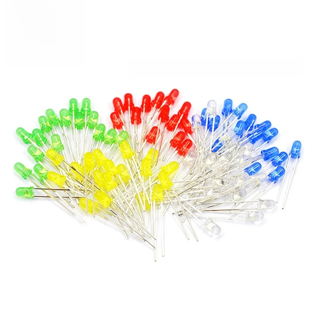 3MM 5MM Diody LED Czerwony Zielony Żółty Niebieski Biały 3V 5V Światło LED Element elektroniczny 5 Kolor Mieszanie Zestaw Diy — zdjęcie 2