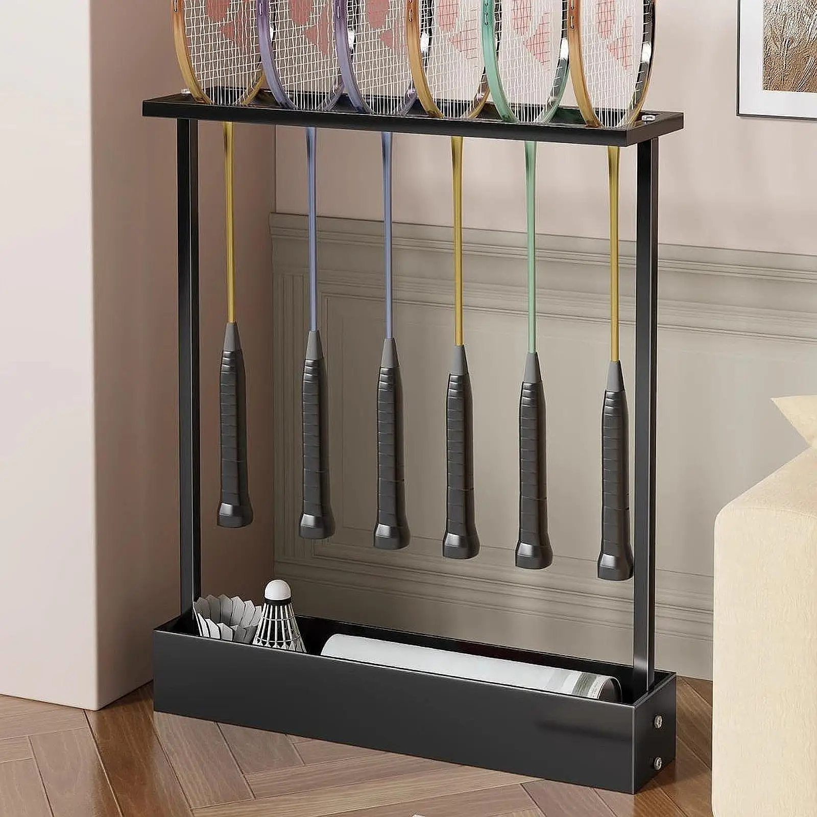 Tennis Badminton Racket Display Stand Versatile Sports Equipment Organizer Rack Heavy Duty exercise Accessories Collection Stand