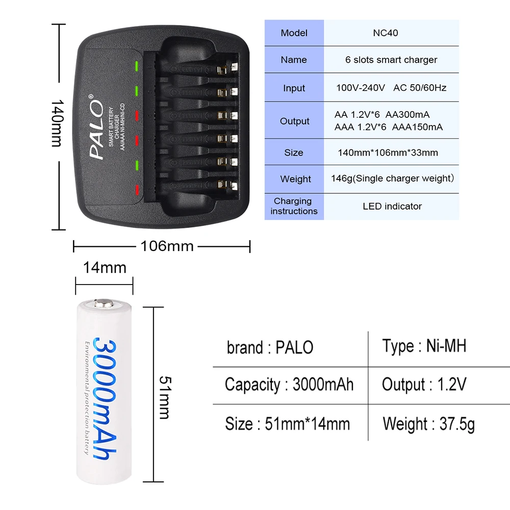 充電式バッテリー,1.2v,aa aaa 1.2v,充電式電池,2A,LED,カメラ,玩具用の急速充電器,釘打機