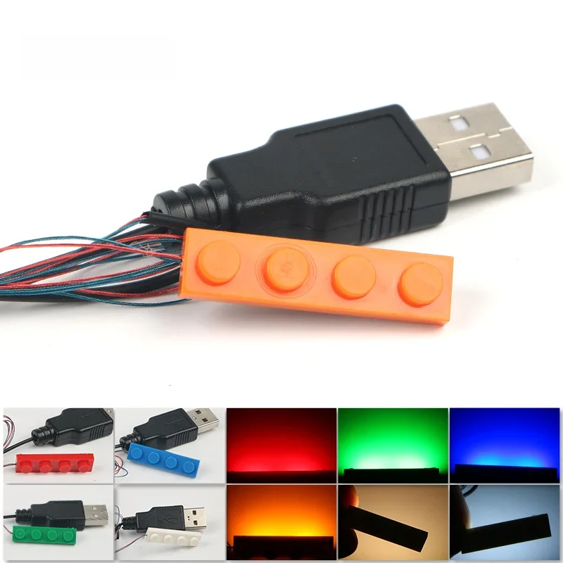 Ensemble de blocs de construction de ville rouge vert, rue bleue, USB, jouets de bricolage de maison en brique Orange, 1 pièce