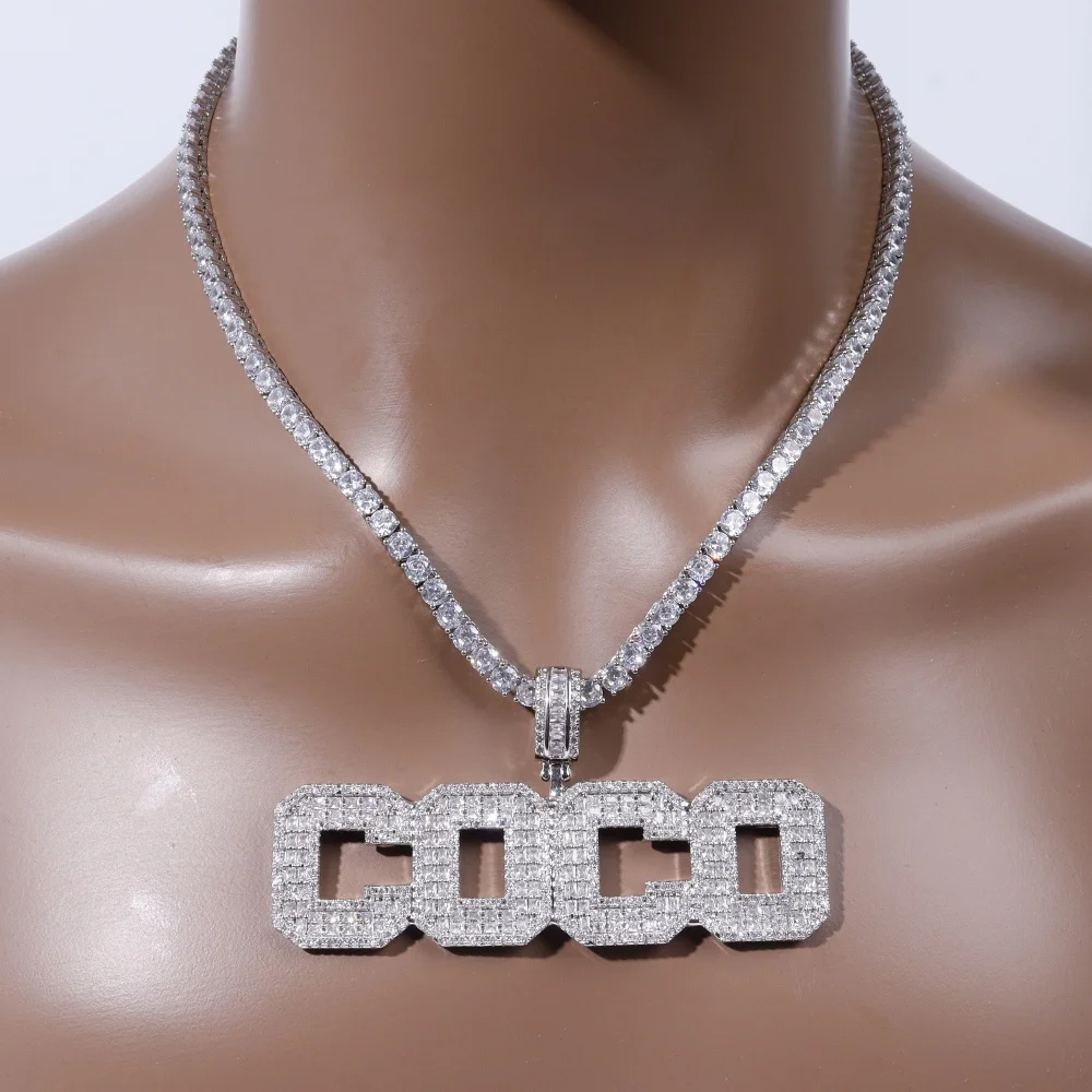 Niestandardowe sprzedawane litery i cyfry Wisiorek dla mężczyzn Kobiety Spersonalizowany naszyjnik z Iced Name Łańcuch Hip Hop Biżuteria Prezenty Akcesoria