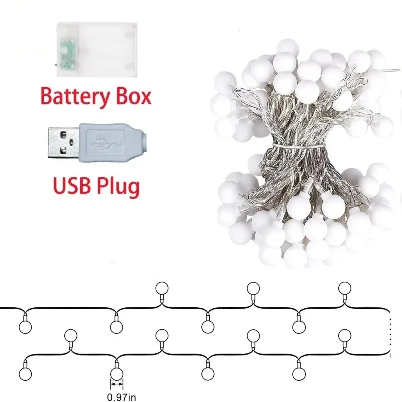 LED String Lights USB/Battery Power Globe Bulbs LED Ball Garland Lights Garden Christmas Camping Tent Canopy Decor
