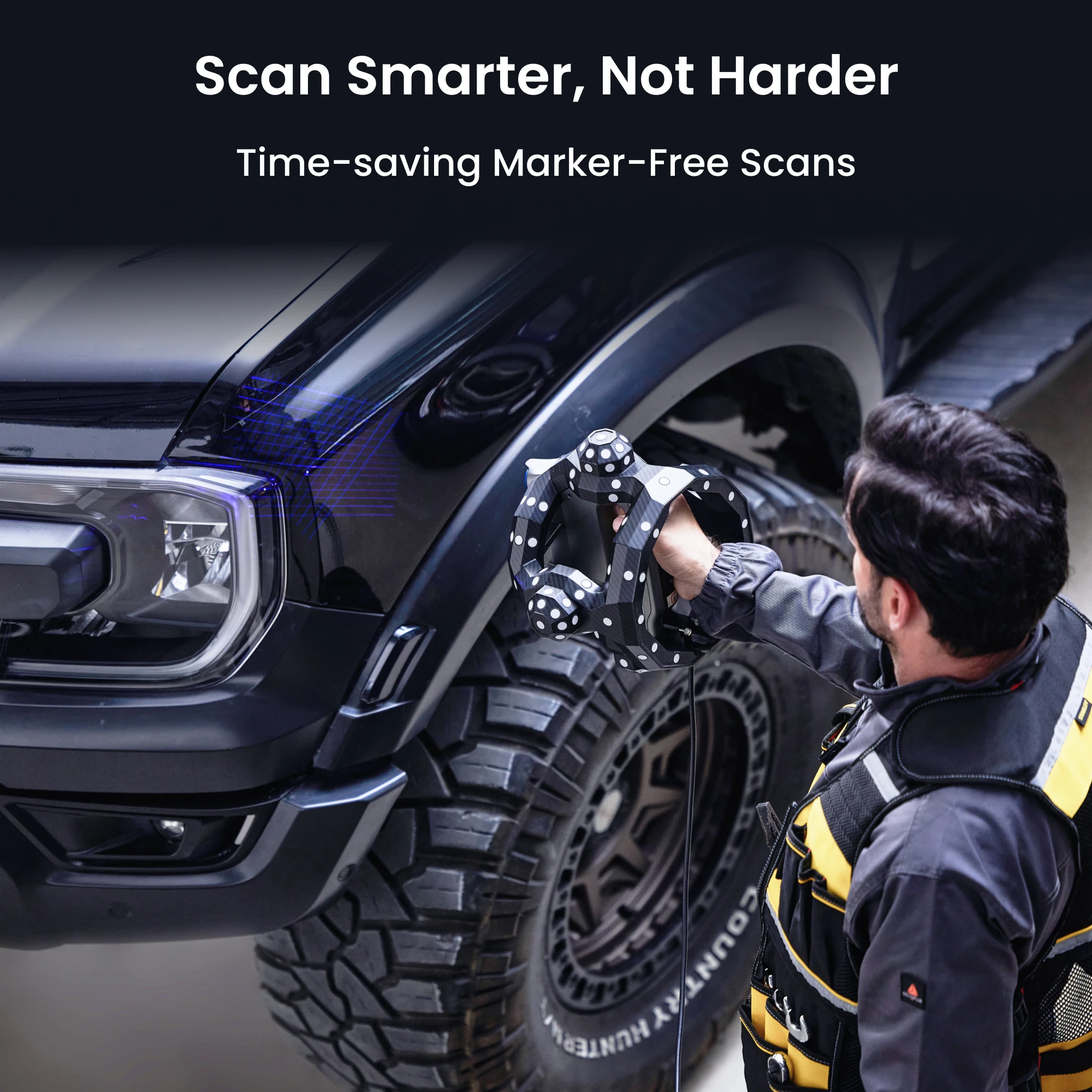 Revopoint Trackit 3D الماسح الضوئي تتبع بصري لعلامات خالية 30 خطًا متقاطعًا ماسح ليزر أزرق لـ CAD وقياس المسح الضوئي المحمول #3