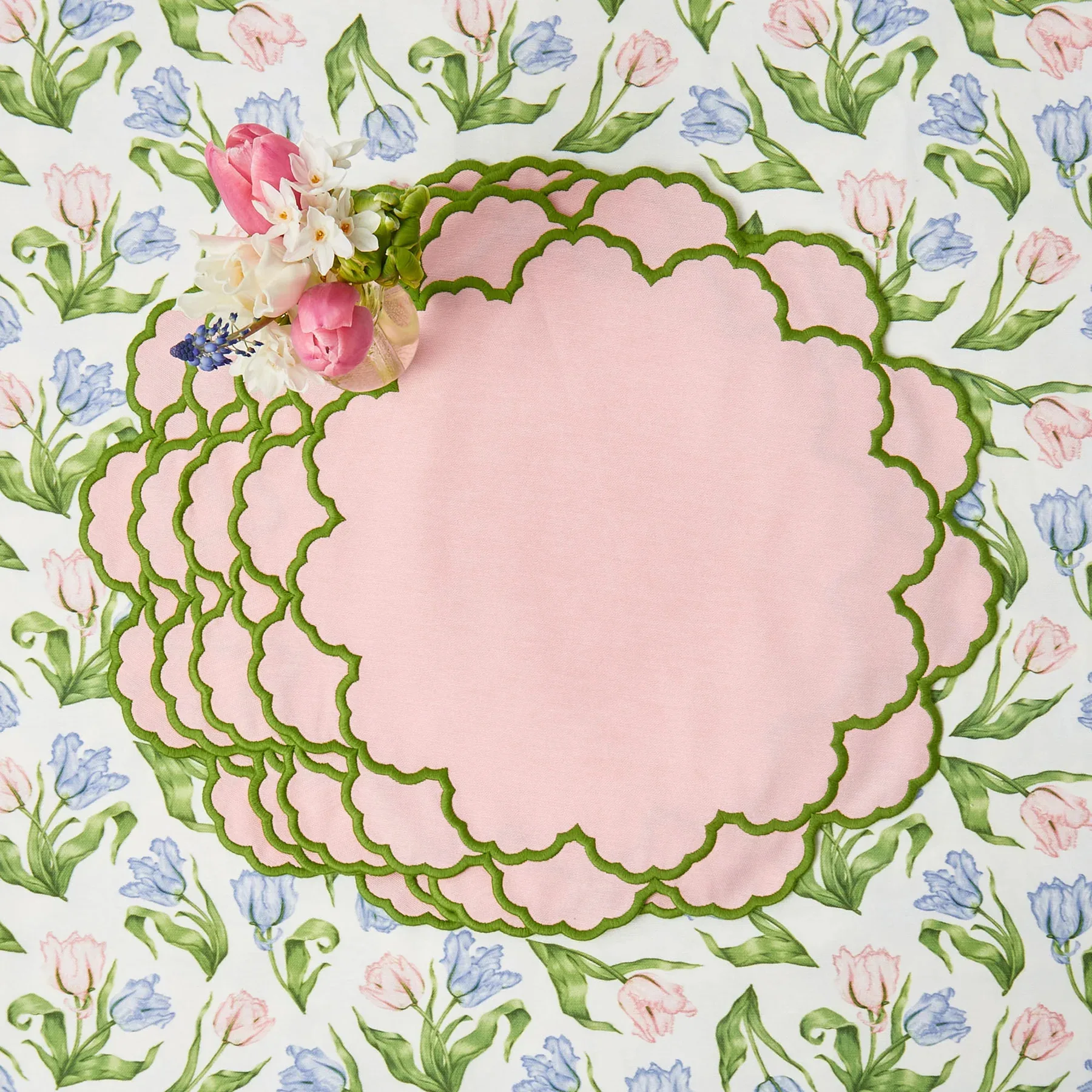 Pink & Green Placemat napkin Set