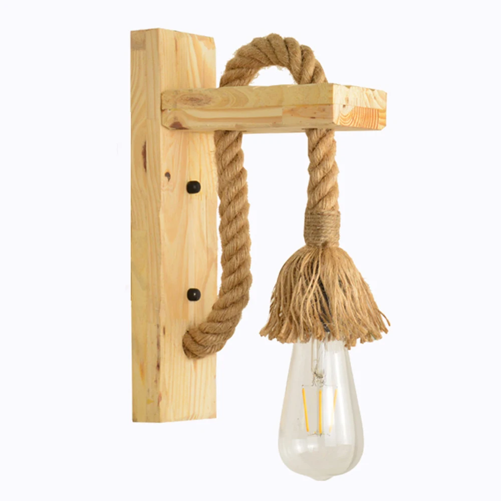 Wall Lights Vintage E27 Industrial Decor Indoor Lighting Retro Hemp Rope Bedside Lamp Dining Room Bedroom Light