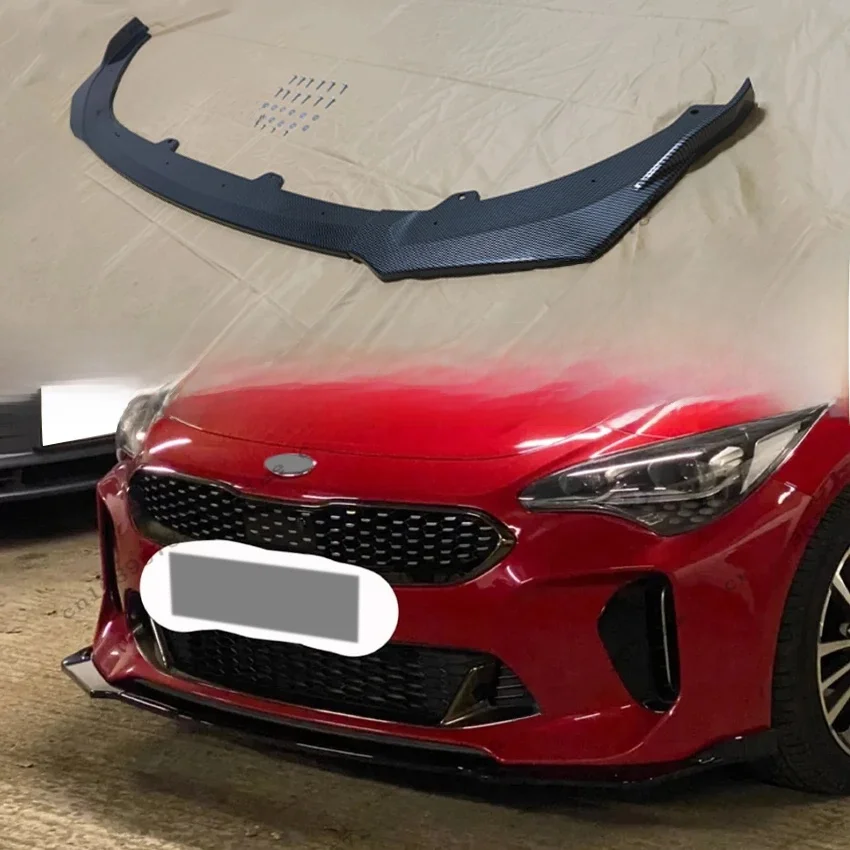 Agresywny opuszczony dla Kia Stinger GT 2018-2025 czarny przedni zderzak Spoiler warga dolny dyfuzor Splitter osłona akcesoria Tuning (Gloss Black) — Zdjęcie 2 z 2