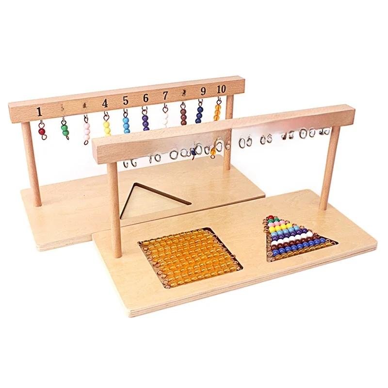 Montessori nauczanie zabawki matematyczne cyfry cyfry 1-20 wieszak i kolorowe koraliki schody dla dziesięciu tablic przedszkole zabawki szkoleniowe — zdjęcie 2
