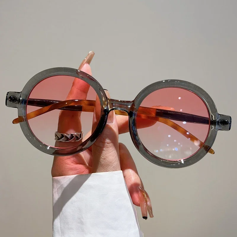KAMMPT Vintage okrągłe okulary przeciwsłoneczne moda Retro cukierki kolor niebieskie światło blokujące odcienie okulary modne markowe designerskie okulary przeciwsłoneczne — zdjęcie 2