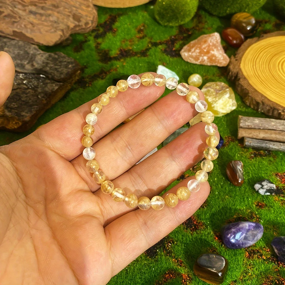 1 قطعة/وفرة والازدهار سوار السترين التفائل والسعادة هدية عيد الميلاد للعائلة [لون الحجر الطبيعي عشوائي]