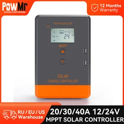 MPPT Solar Charge Controller 12V 24V AUTO Battery Regulator 40A 30A 20A Max PV 100V 75V 50V LCD Display Dual Usb Charging