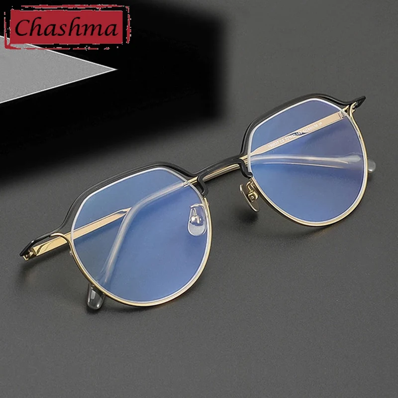 

Chashma Prescription Glasses Pure Titanium Women Optical Eyewear Irregular Round Teens Eyeglasses Frames Men Light Spectacles