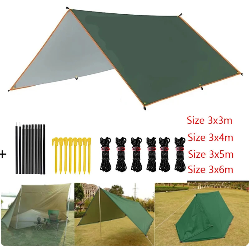 Outdoor camping tarpaulin awning lightweight anti-ultraviolet waterproof and rainproof tarpaulin awning canopy3x3m 3x4m 3x5m 3x6