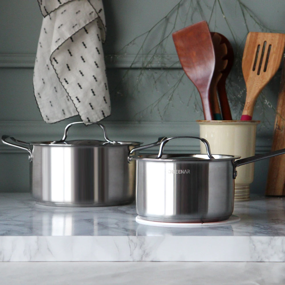 IH induction stainless steel pot set 2 species/16cm easy water pot + 20cm positive water pot